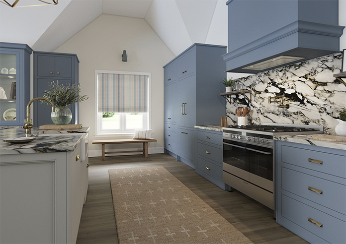 Emily Bond Cornish Stripe, Blue Multi - Roman Blind - Image 6